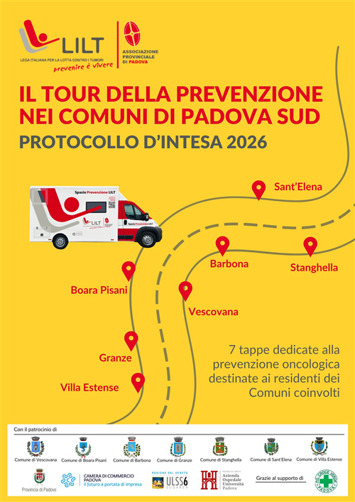 LILT Padova - Tour della prevenzione nei Comuni di Padova sud - Protocollo d'intesa 2026